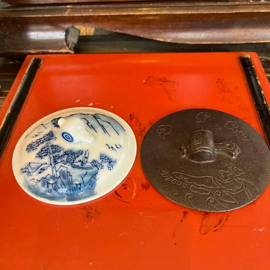 酒器　鉄瓶　宝船銚子　祥瑞替蓋　共箱あり