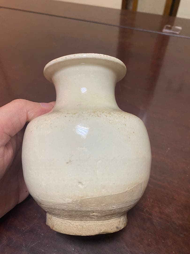 中国古美術　宋時代　古陶磁器　磁州窯　白釉　壺