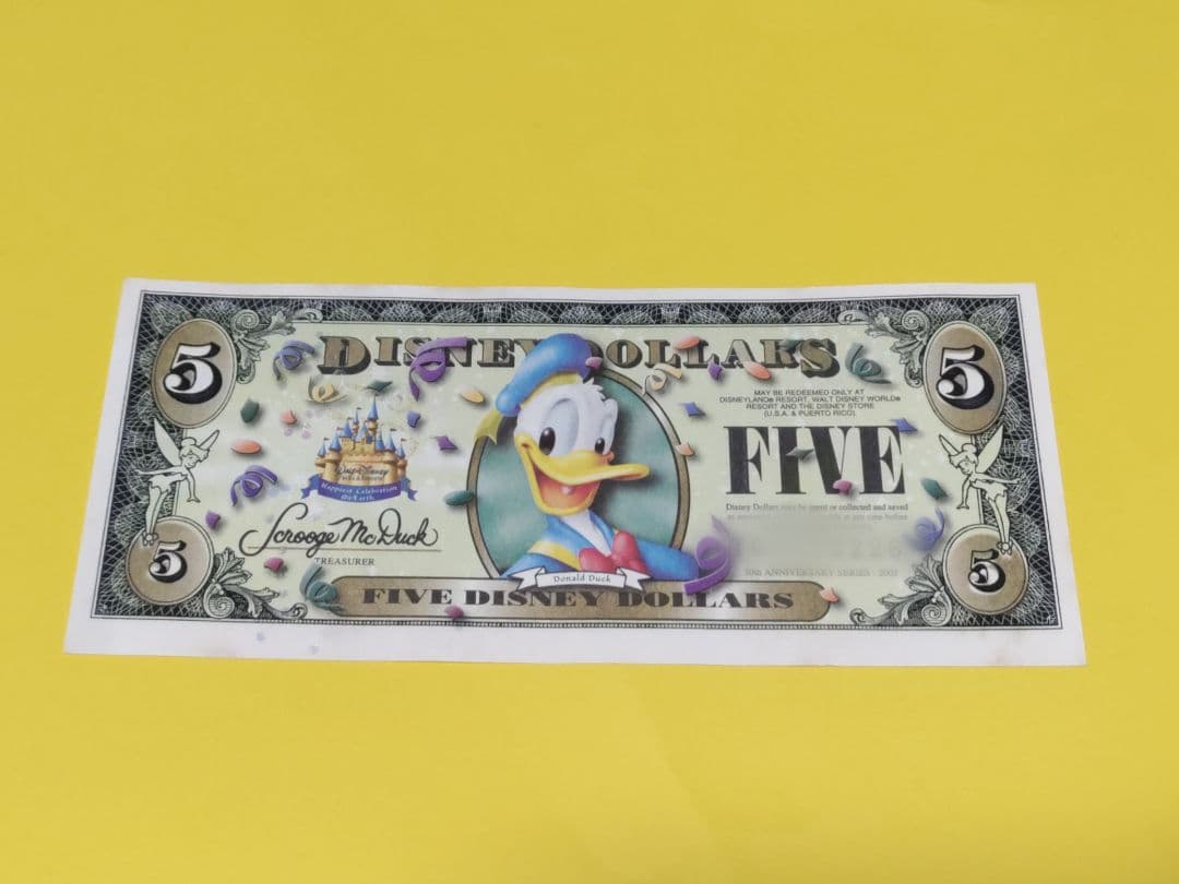 ディズニーダラー★50周年記念紙幣★4枚セット　5ドル札×2枚