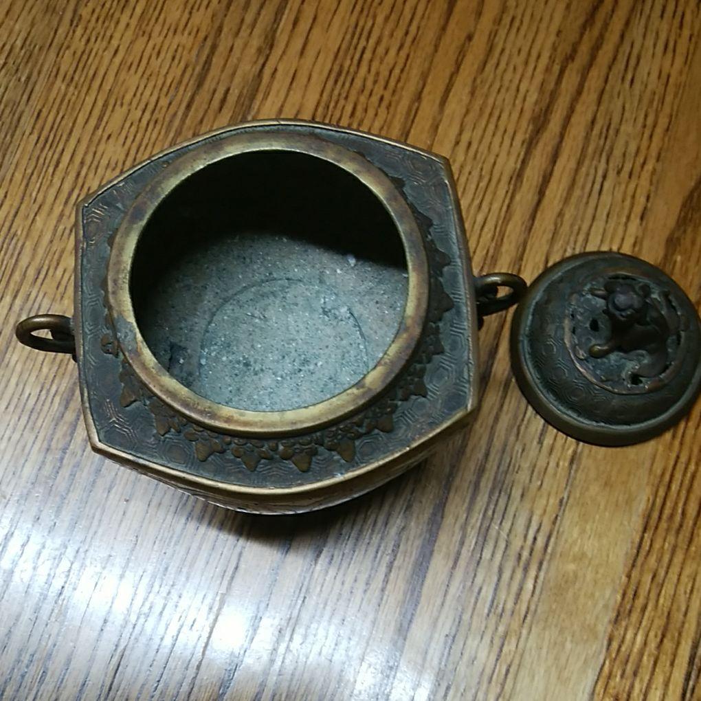 香炉四本足青銅七宝焼き