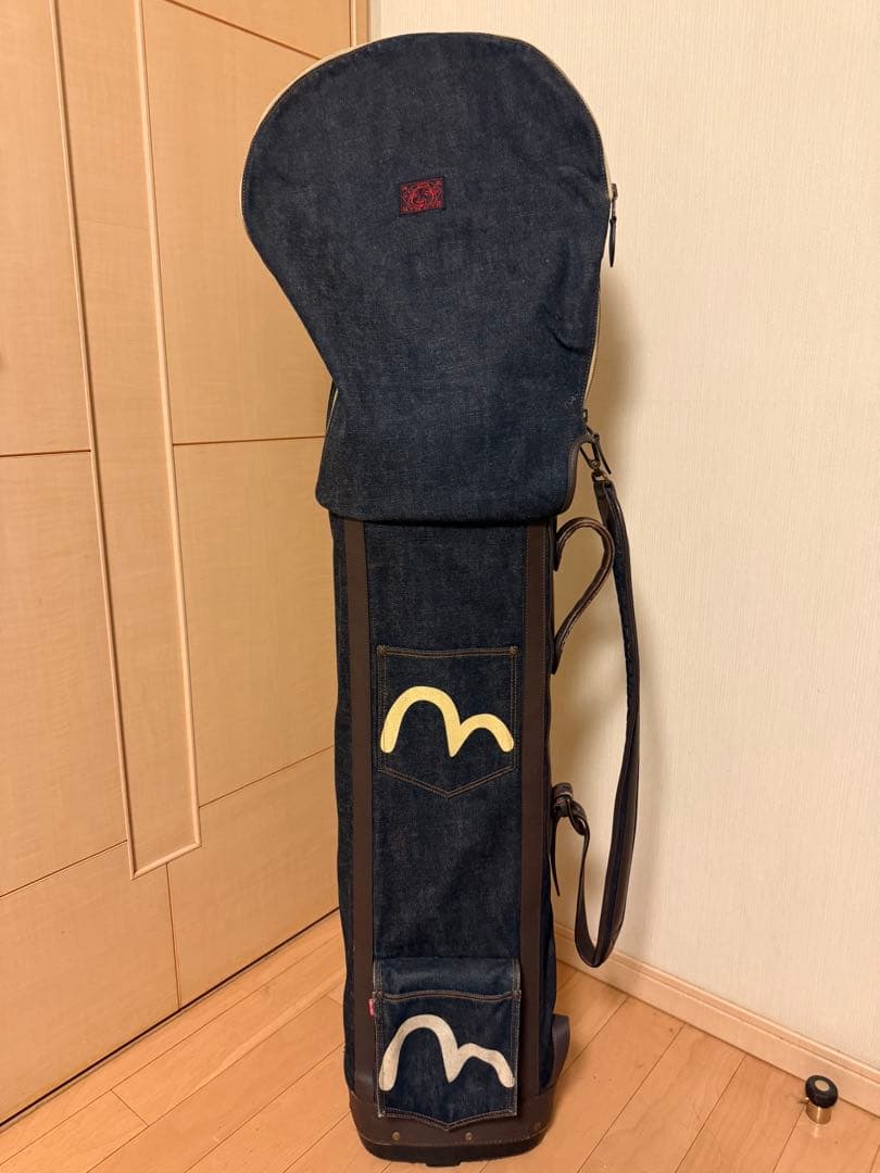 【希少品】エヴィス（EVISU）フード一体型キャディバッグ・デニム生地