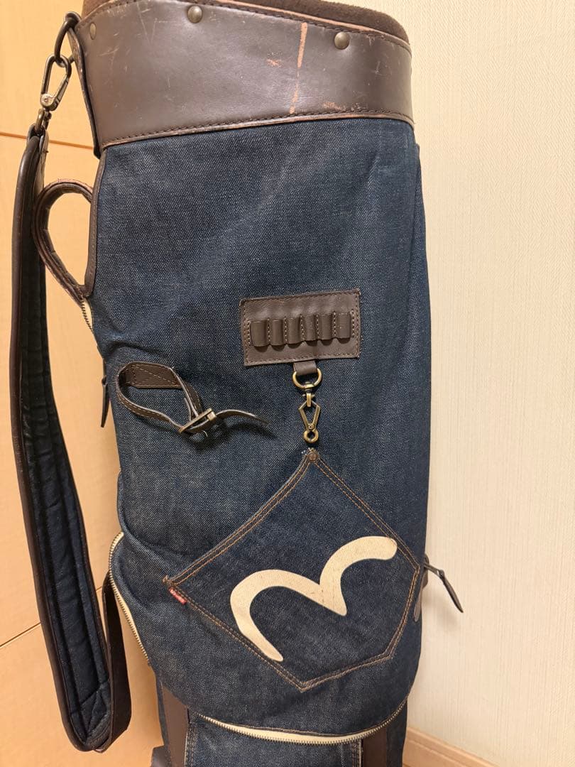 【希少品】エヴィス（EVISU）フード一体型キャディバッグ・デニム生地