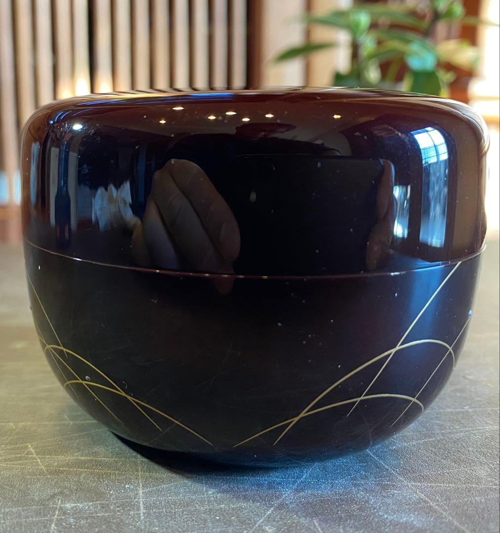 美品　輪島塗　棗　蒔絵・松虫（鈴虫）　　　　鈴谷鐵五郎作 ・茶道具　ヴィンテージ