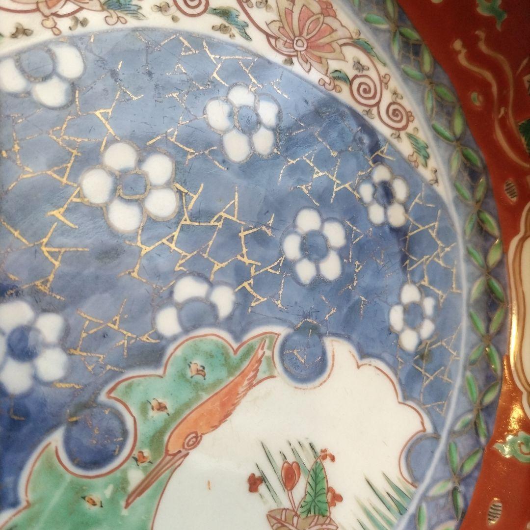 時代 色絵 三組 鉢 骨董 江戸 アンティーク 雪輪 古伊万里 大聖寺伊万里