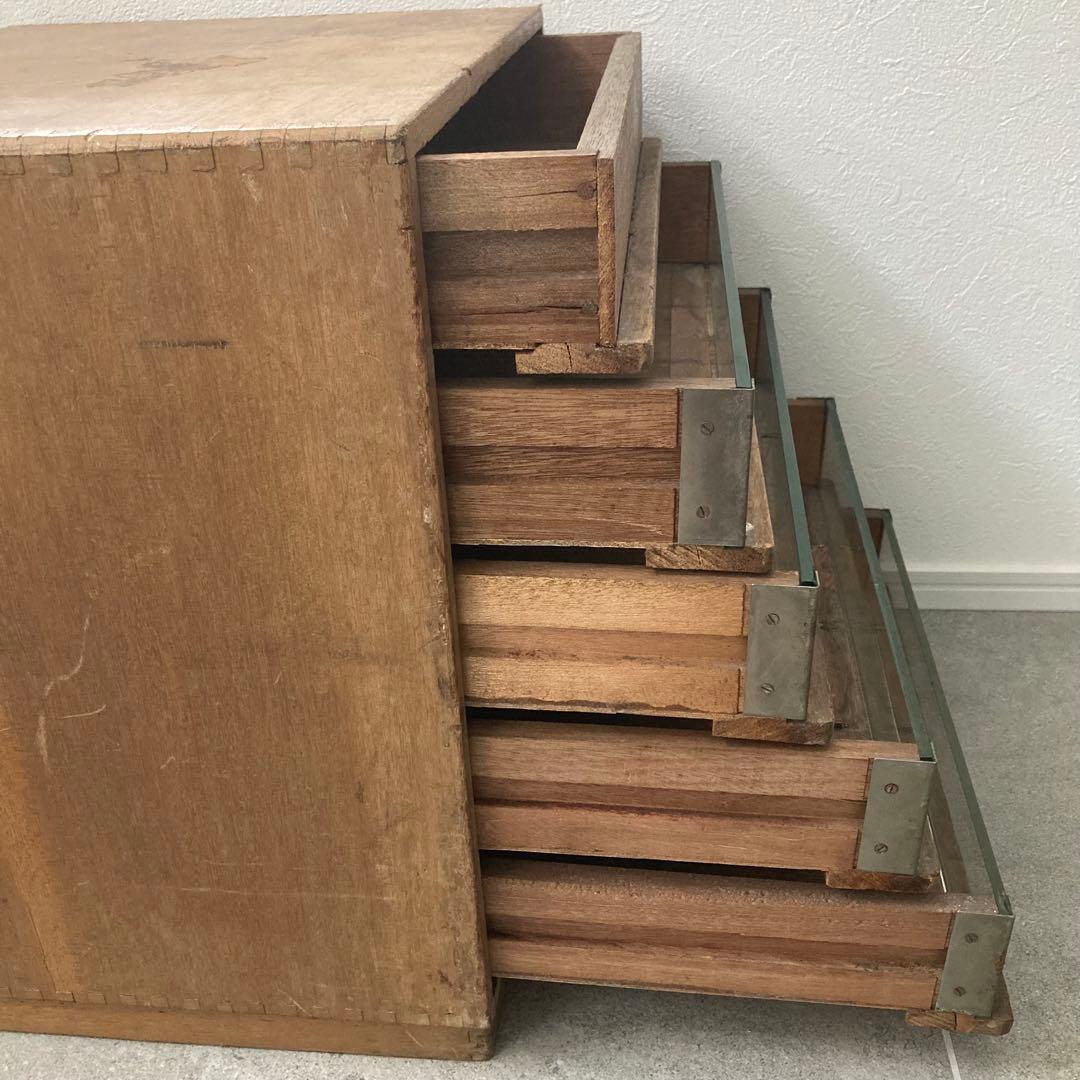 古家具 古道具 引き出し 前面ガラス 収納家具 ヴィンテージ家具