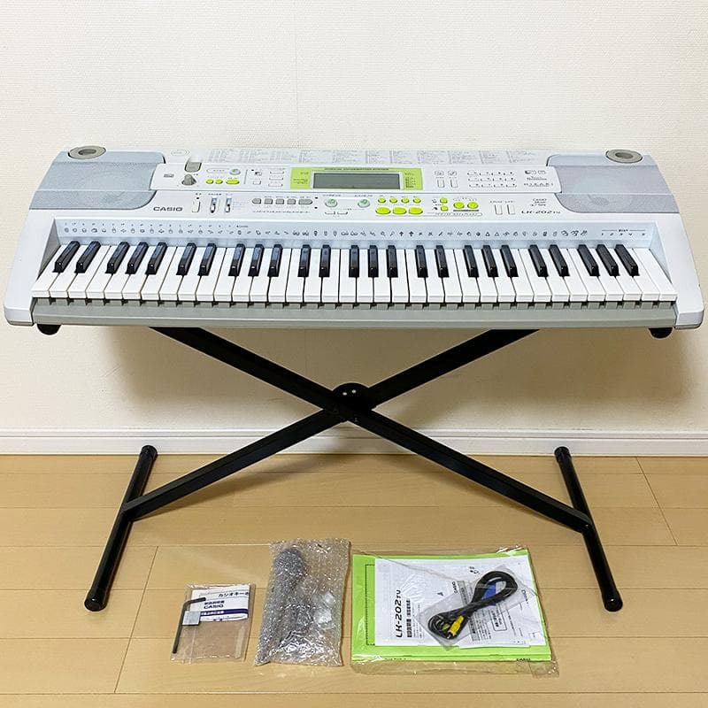 【美品】CASIO 光ナビゲーション キーボード LK-202TV スタンド付き