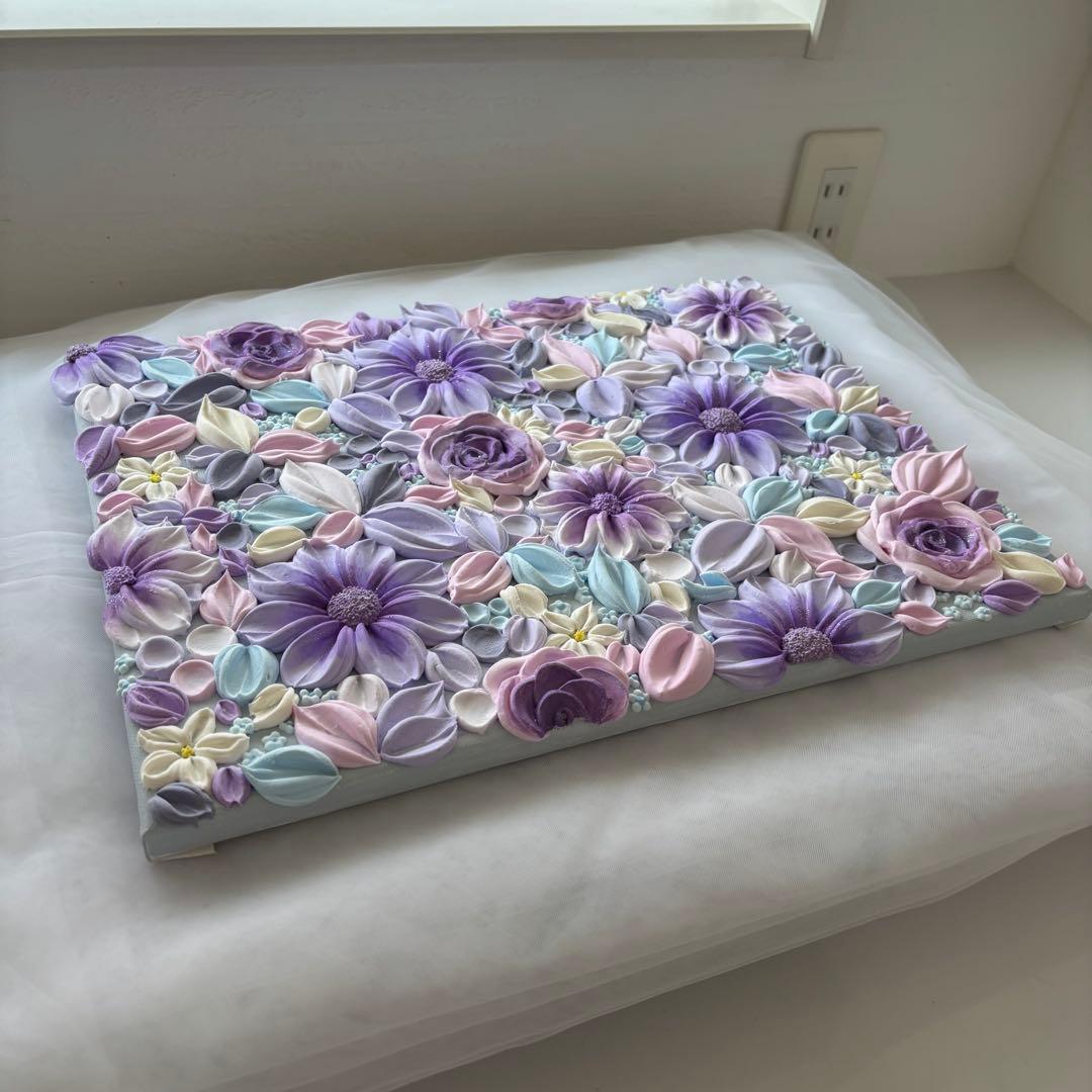 テクスチャーアート　花束　壁掛け　韓国　現代アート　インテリア　フラワーアート