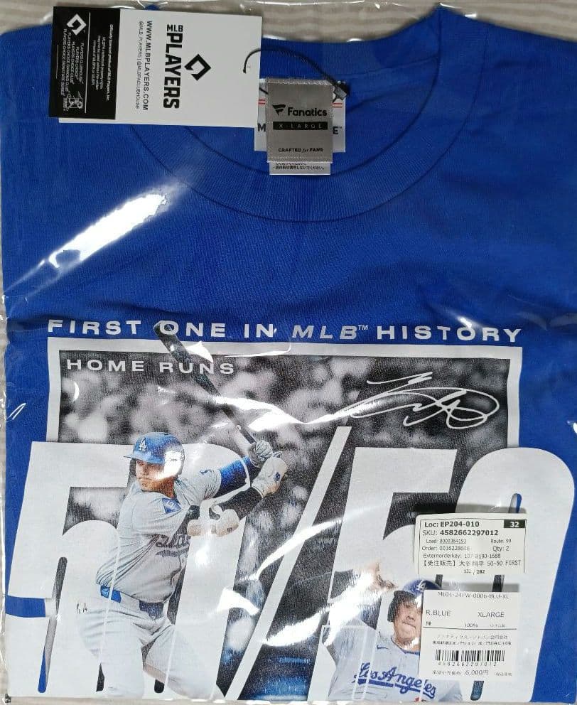 大谷翔平選手 史上初 50/50 達成記念Tシャツ XL Fanaticsブルー