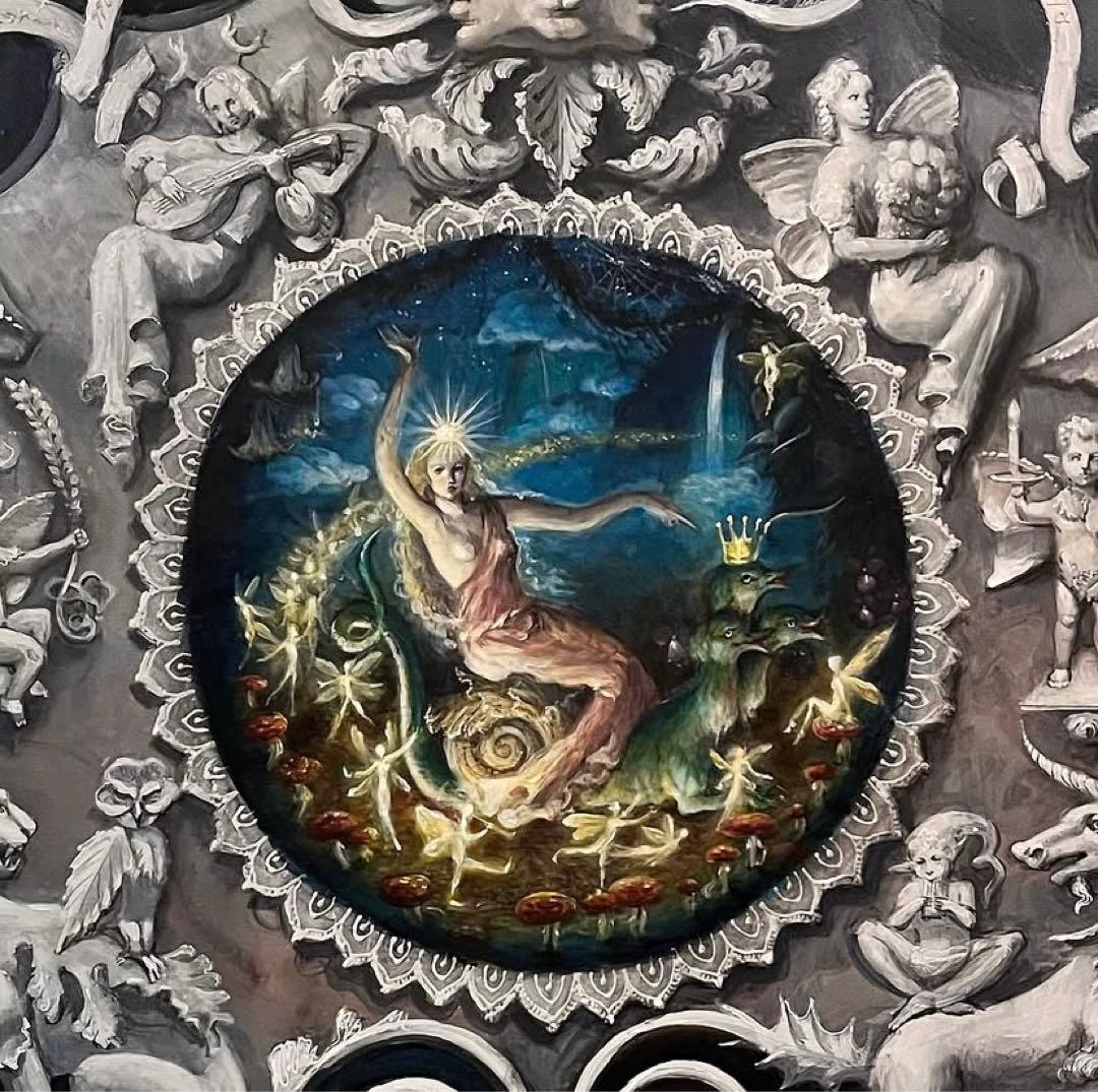 アクリル画 神話的女性像　西洋画　彫刻　インテリア　魔女　絵画　現代アート　スイ