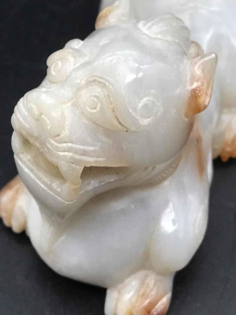 中国古美術　明時代　古玉石 和田玉 山海經 聚財富瑞獸 神獸貔貅(F-31)