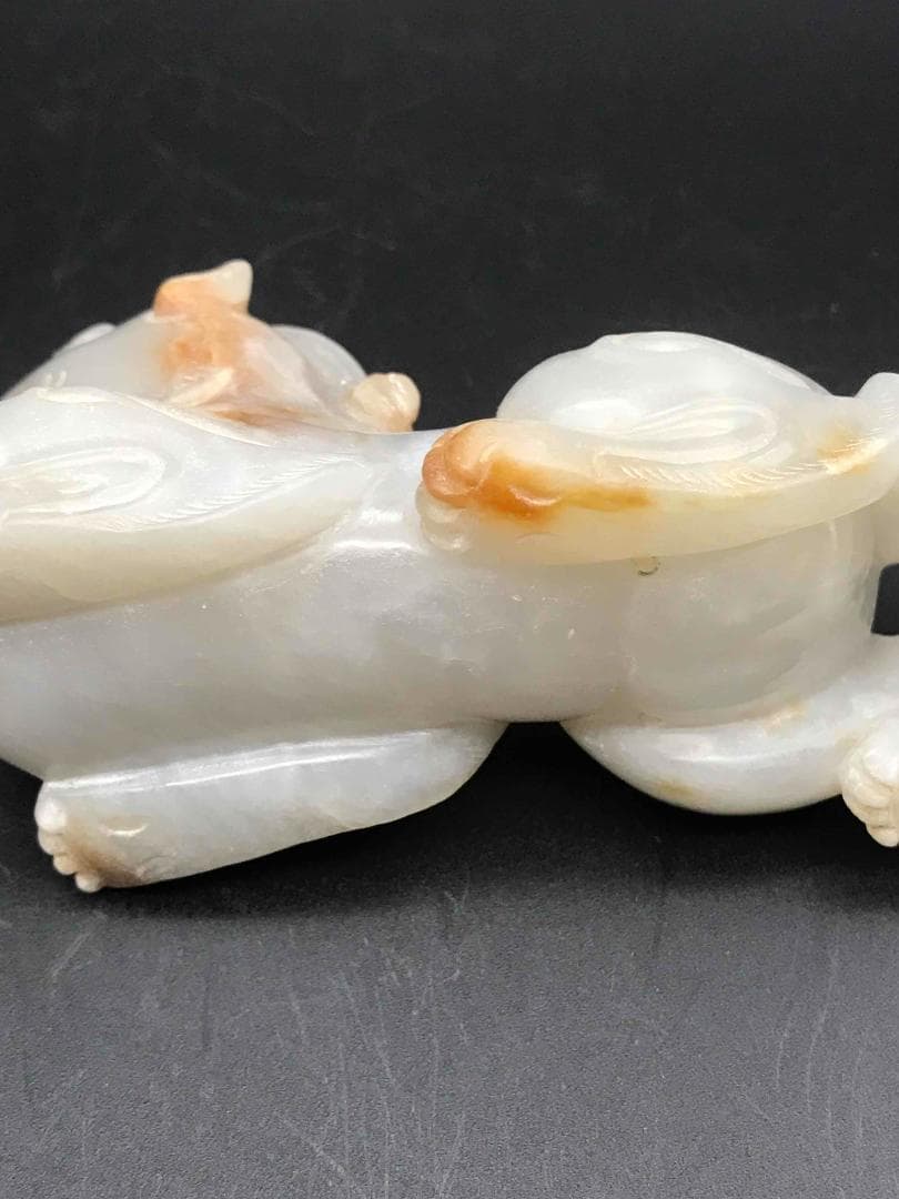 中国古美術　明時代　古玉石 和田玉 山海經 聚財富瑞獸 神獸貔貅(F-31)