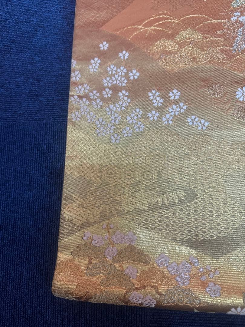 2671袋帯 古代彫金紋 西陣織 金糸　高級上質上品　約440cm 未使用