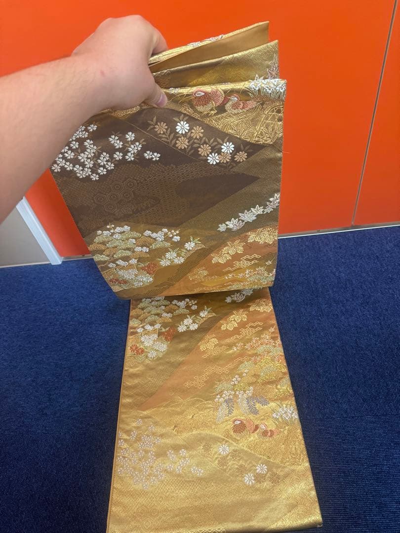 2671袋帯 古代彫金紋 西陣織 金糸　高級上質上品　約440cm 未使用