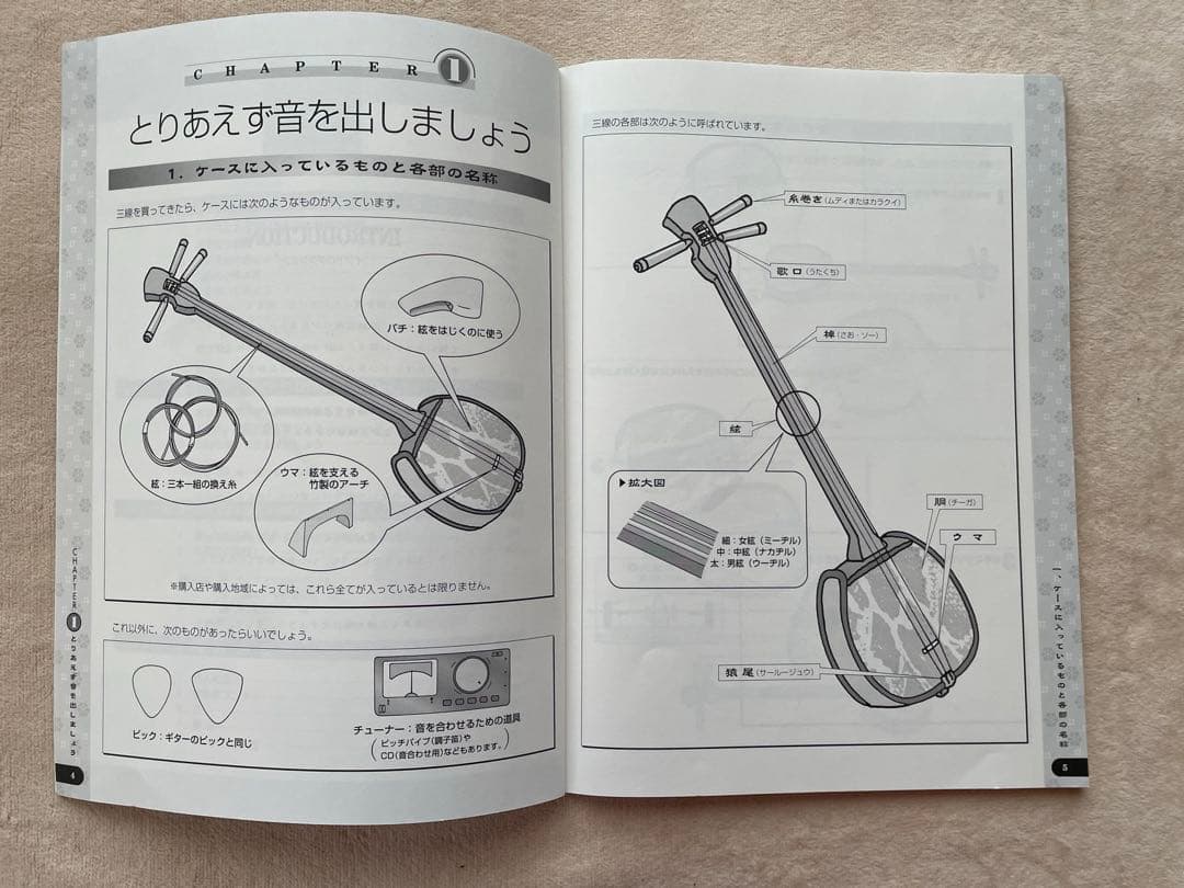 新品未使用　三線　ケース付き　付属品　三線本