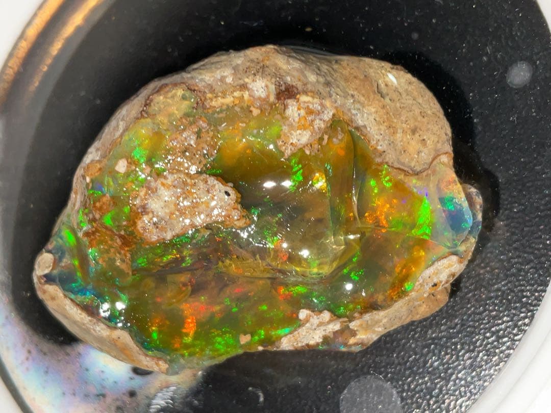 【150CT】エチオピア　オパール　原石　緑　オレンジ