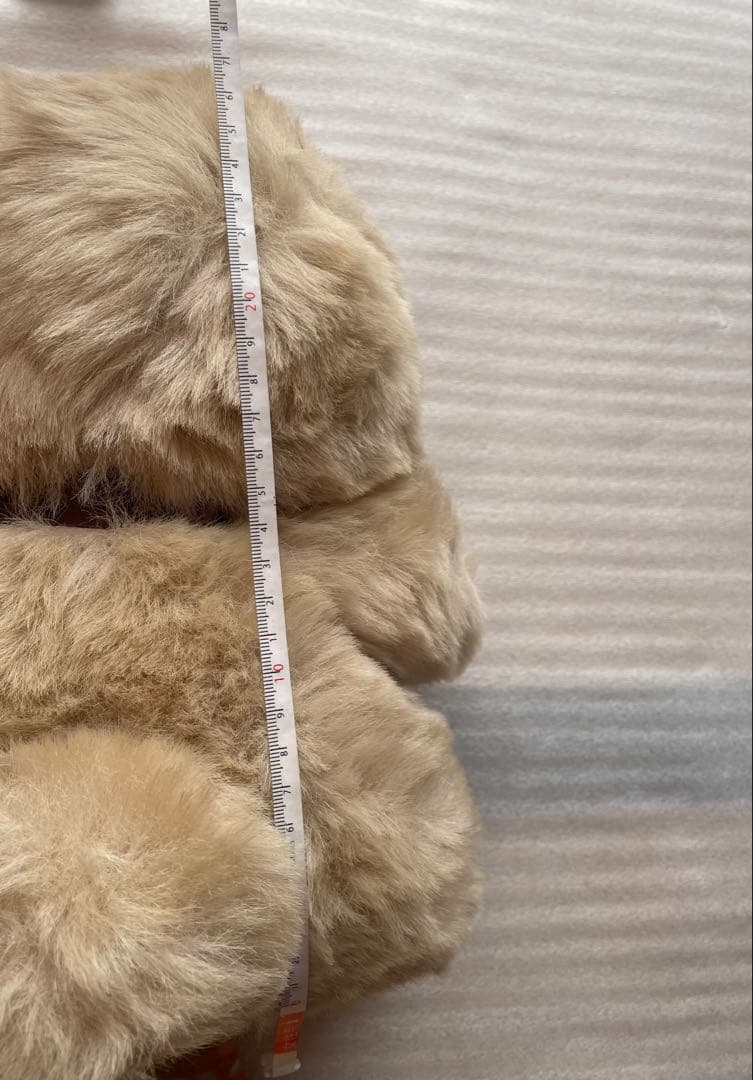 希少★昭和ベージュのリボン付きクマのぬいぐるみ