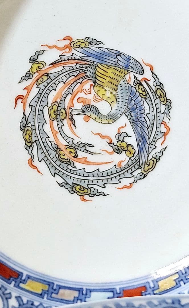 【大名品❗】明治時代　最高峰の平戸焼　肥前伊万里　嘉祥堂文峰作　染錦鳳凰画皿5客