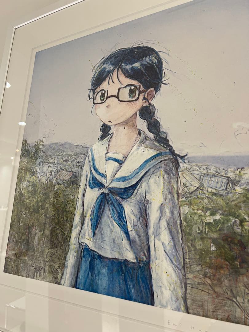 【くらやえみ】海の見えるまち　サイン入り版画【カイカイキキ】