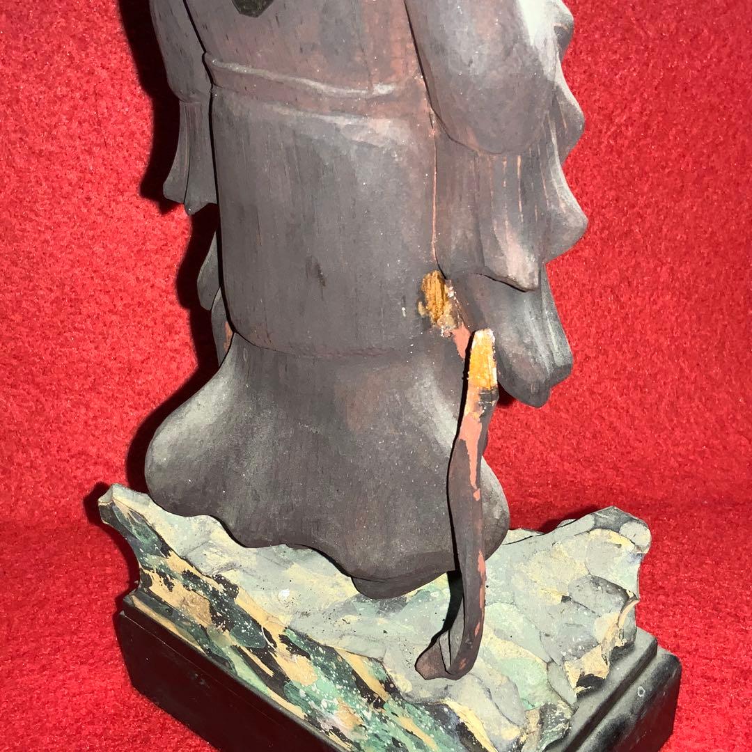 2326時代不明古い仏像⬛️韋駄天/勝負運⬛️木像木造置物御守お守り