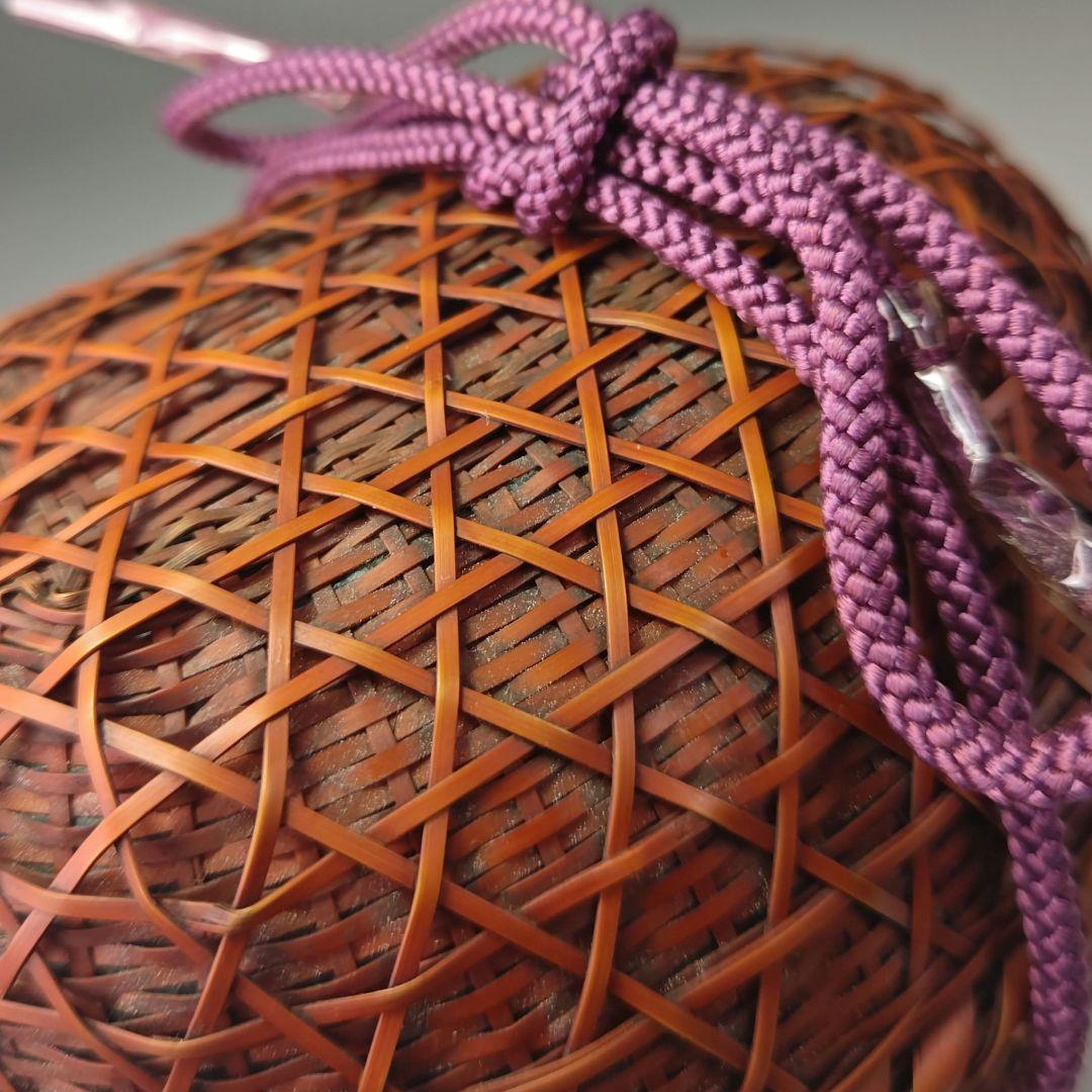 ウ312 茶籠『吉川日月作』『竹製　御所篭　共箱　茶道具』野点籠