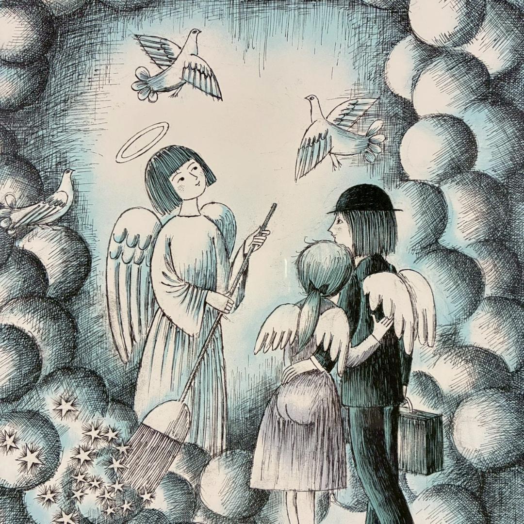 美品 レイモン・ペイネ「こぐま座のホテル」リトグラフ 直筆サイン入 天使