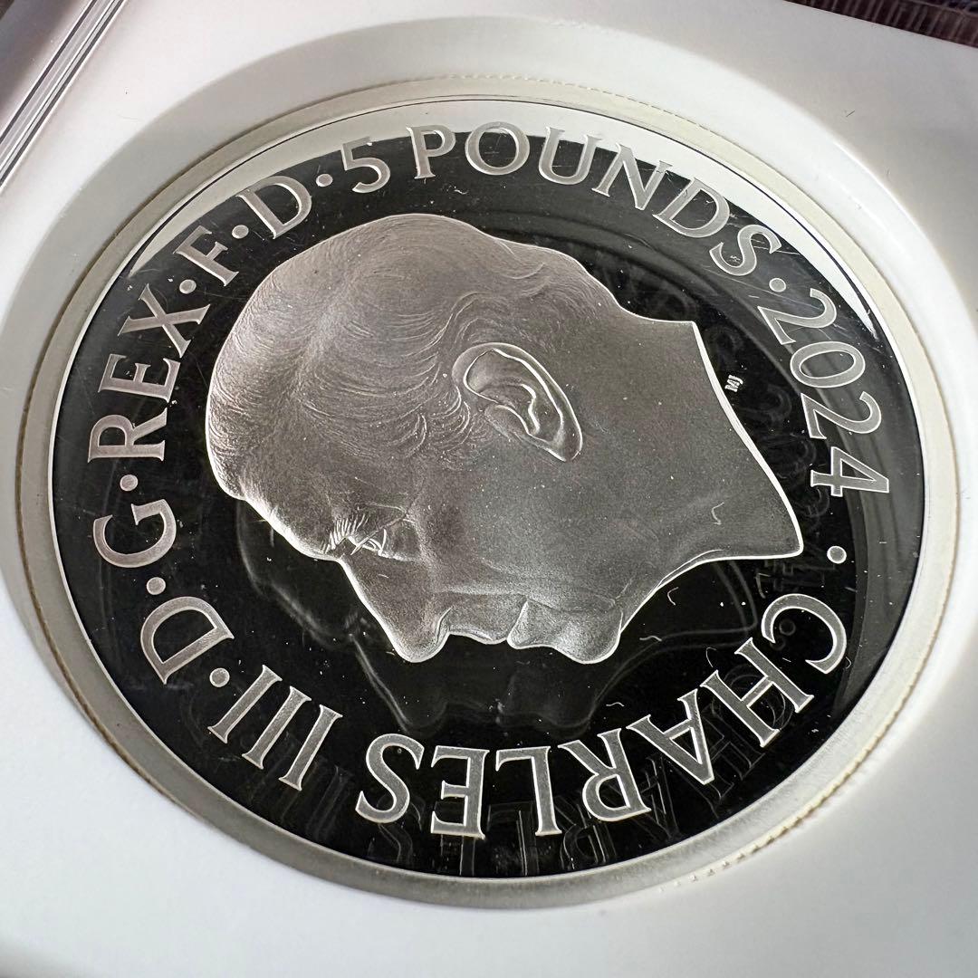 2024 イギリス 偉大な彫刻家 ワーテルロー 5ポンド 銀貨 PF69 UC