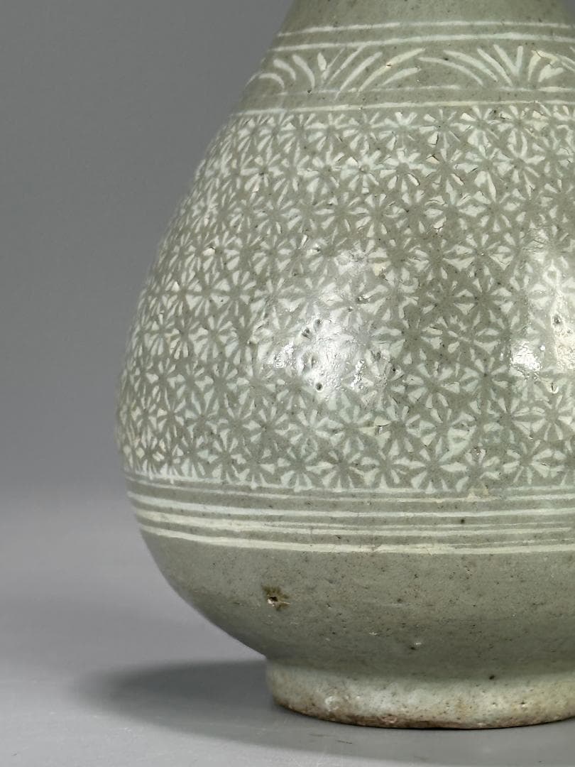 韓国美術　李朝時代　李朝　白象嵌花卉文　粉引　徳利　時代　古物　朝鮮古陶磁