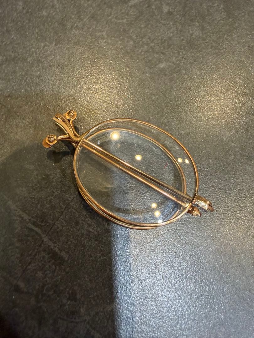 K14 ヴィンテージ 丸型 折畳眼鏡（ケース付）