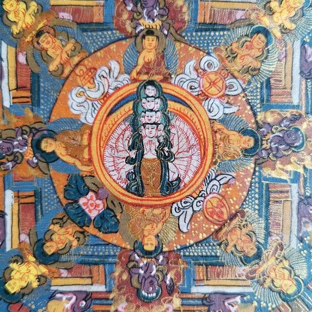 千手観音菩薩曼荼羅　マンダラ　：　タンカ　仏画（額縁なし）