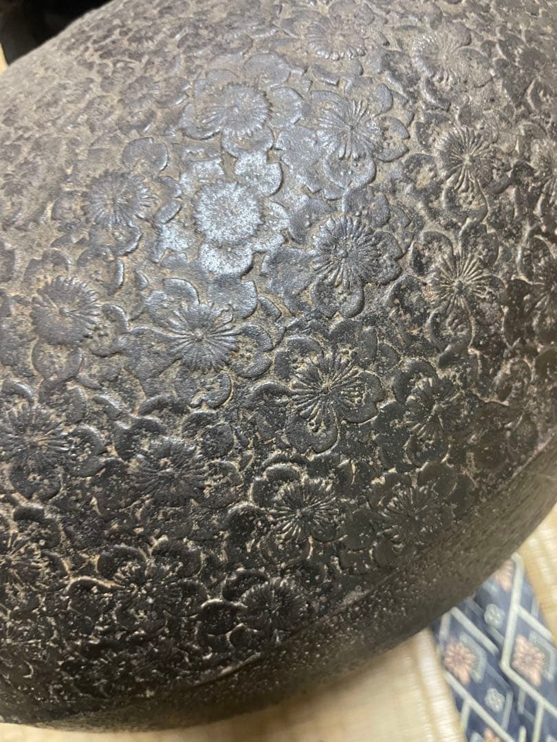 鋳鉄製 茶釜 取っ手付き アンティーク 工芸品