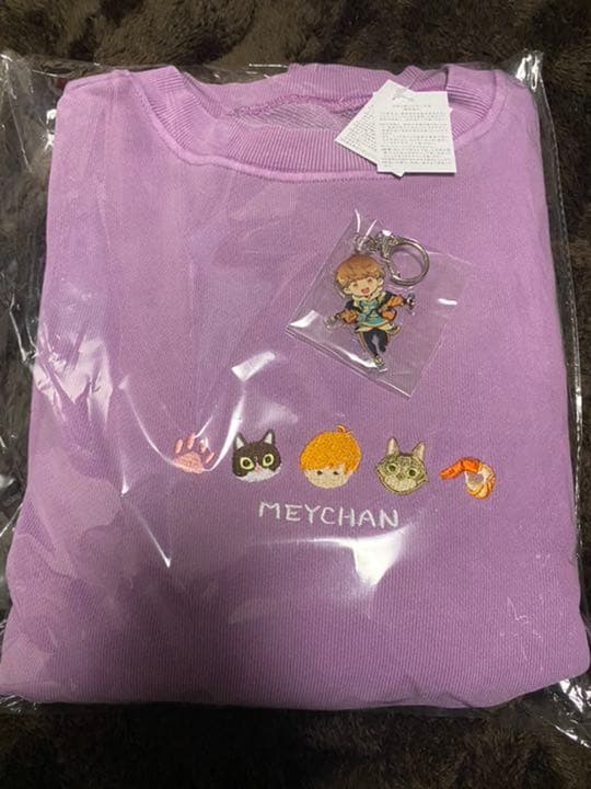 めいちゃん にゃんぴーず刺繍トレーナー パープル　紫