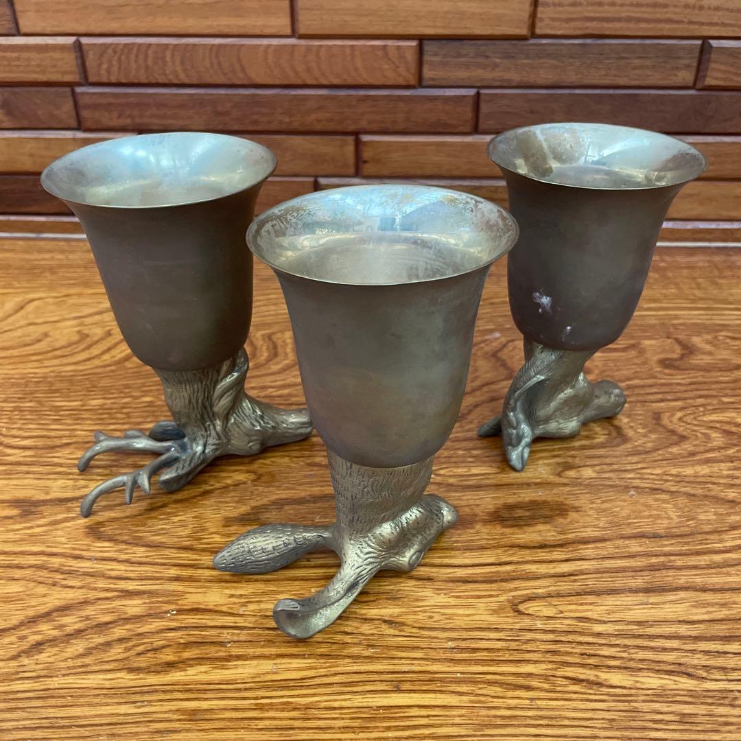 希少 ヴィンテージ ゴブレット 真鍮 ウサギ シカ ウマ グラス カップ