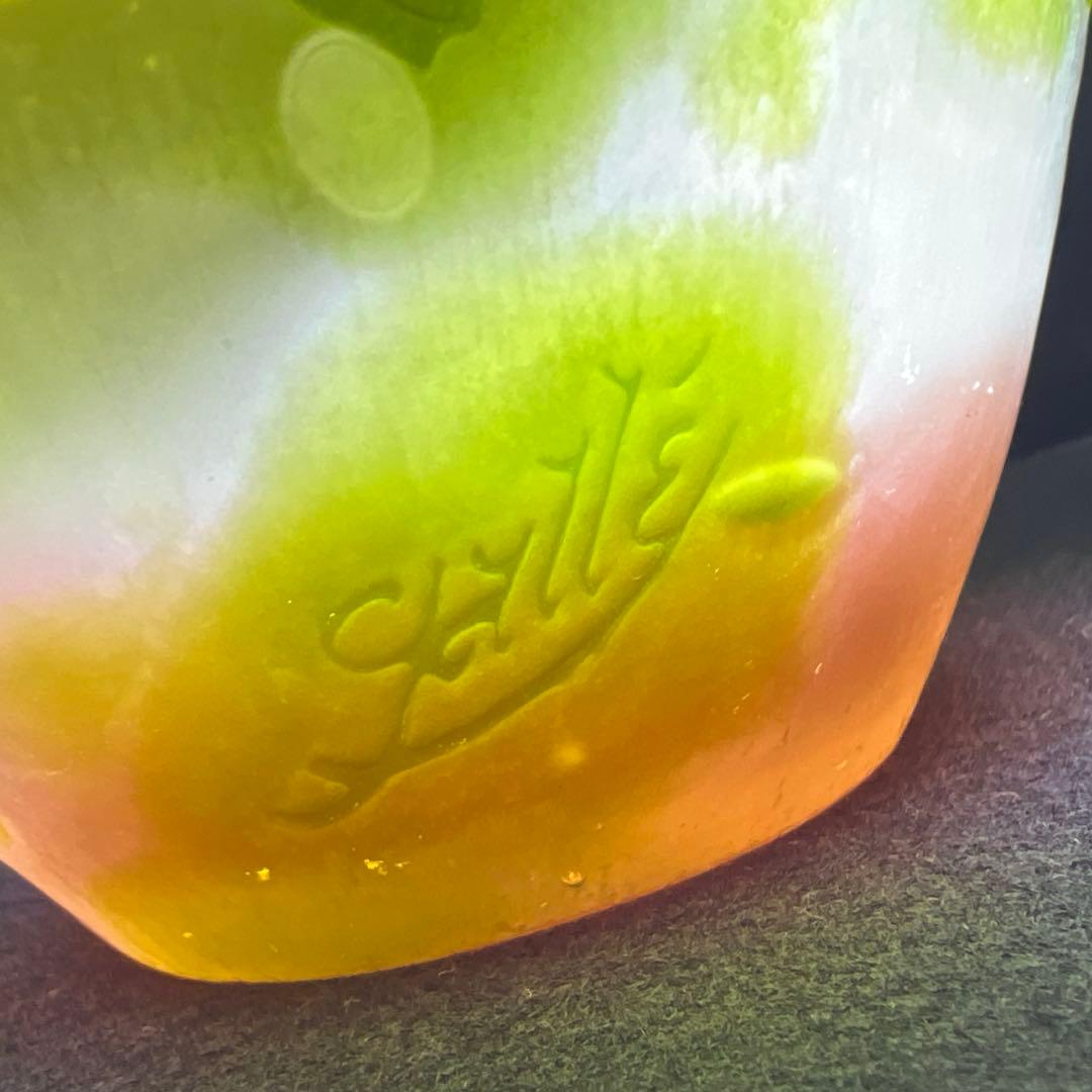 エミール・ガレ　第二期工房酸化腐食彫花入　木箱　幅約14㎝東Y8-0130☆1F