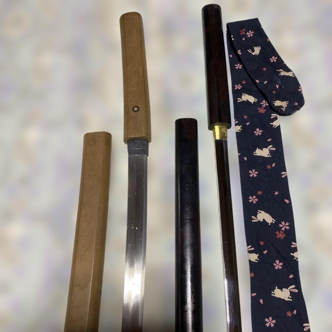 模造刀２本 仕込み杖(刀袋付)と白木鞘大刀