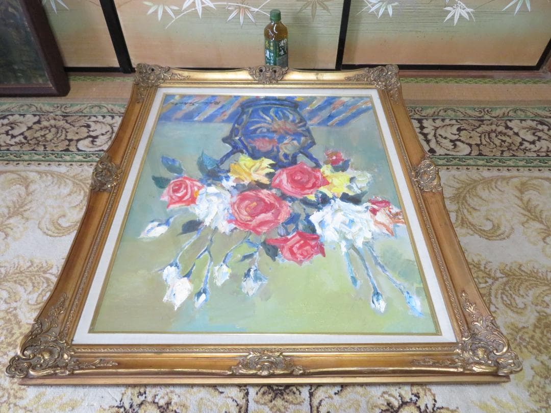 ◆ 坂田黎一　「薔薇」（仮題）　油彩　F20号　大作　創元会会員　◆