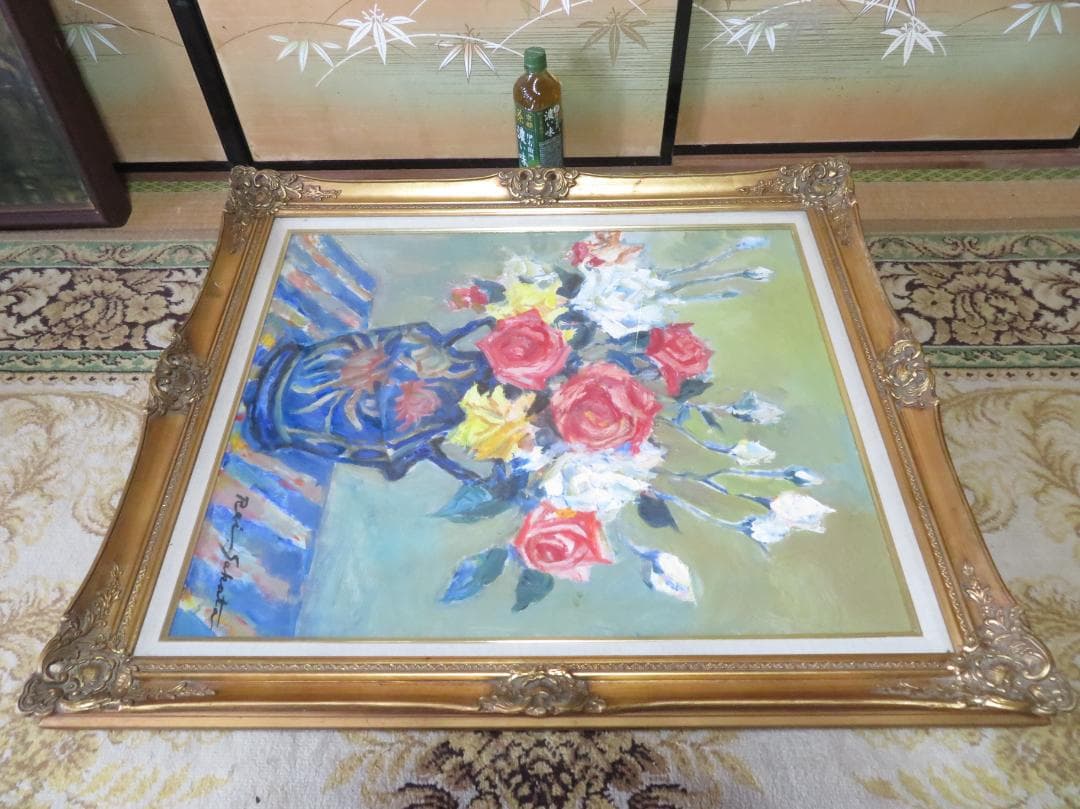 ◆ 坂田黎一　「薔薇」（仮題）　油彩　F20号　大作　創元会会員　◆