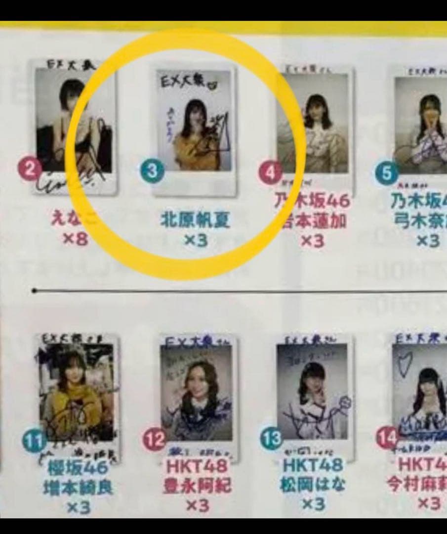 【直筆】 北原帆夏 サイン入り チェキ EX大衆 2023年3月号 【当選品】
