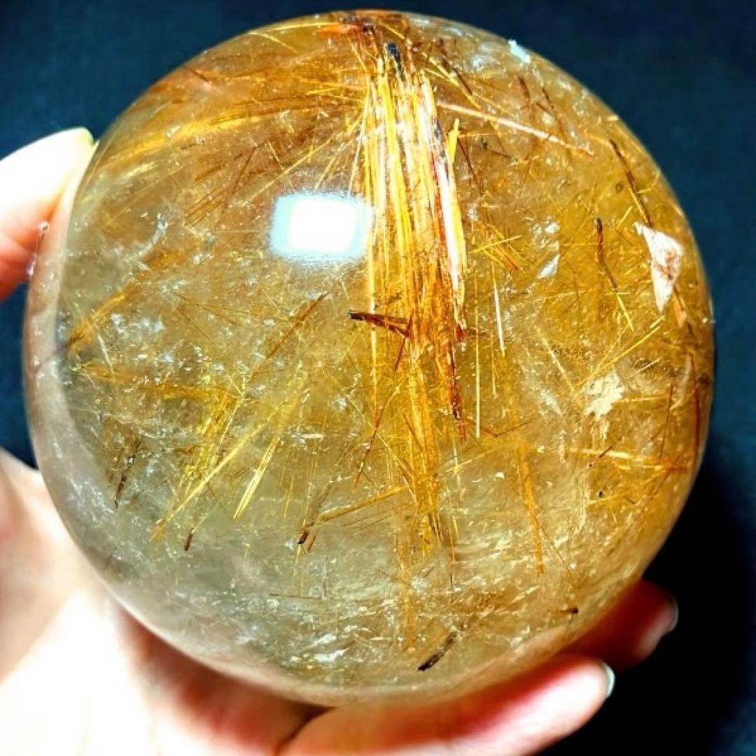 超絶綺麗✨超特大　95mm ゴールドルチルクォーツ　丸玉スフィア　金針水晶