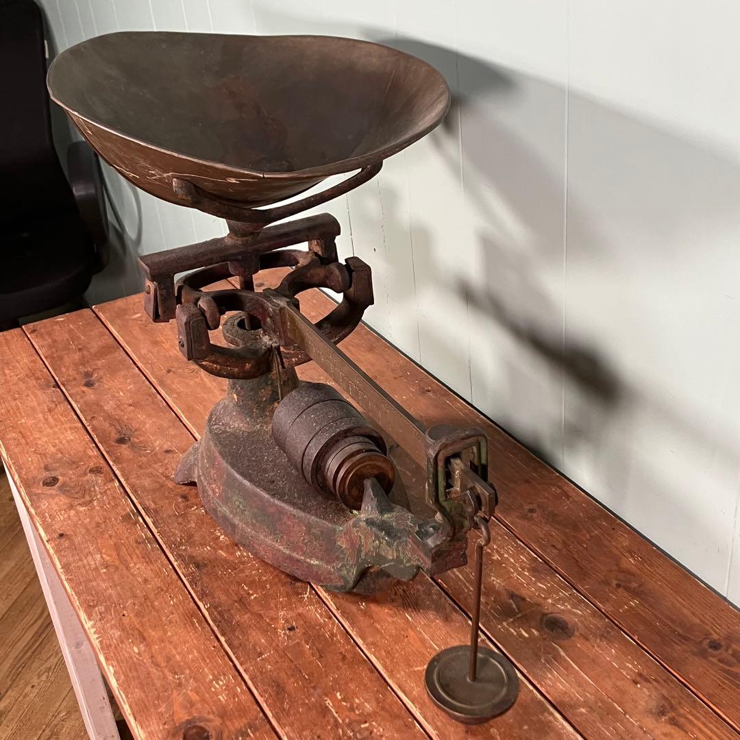 【超希少品✨】アンティーク　昭和レトロ不等比皿手動はかり　不等比皿秤 古い金属製