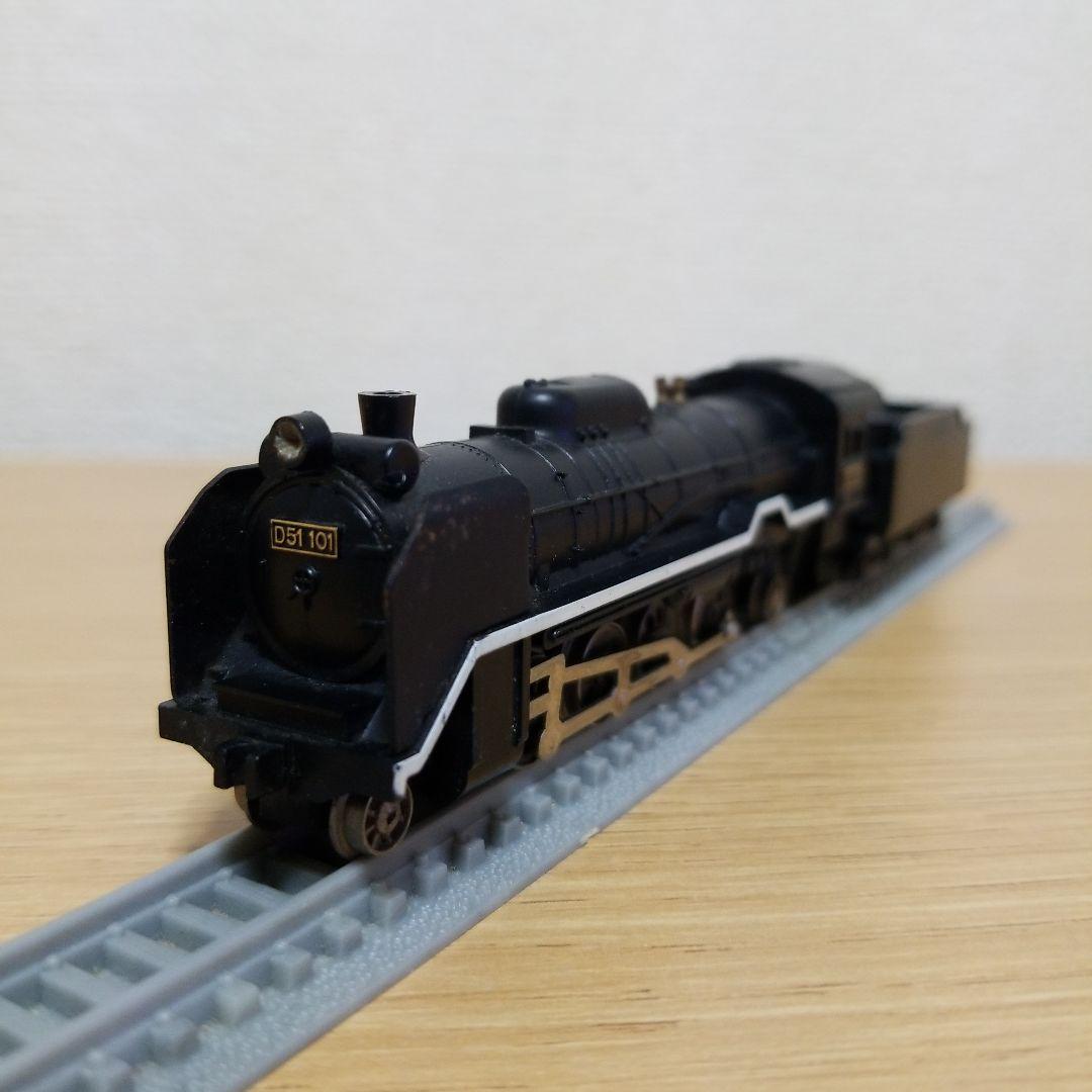 蒸気機関車模型　D51 101 機関車　鉄道模型　線路付き　レトロ