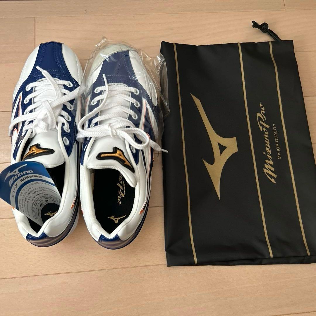 Mizuno オーダースパイクシューズ ネイビー/ホワイト　右足Pカバー付き