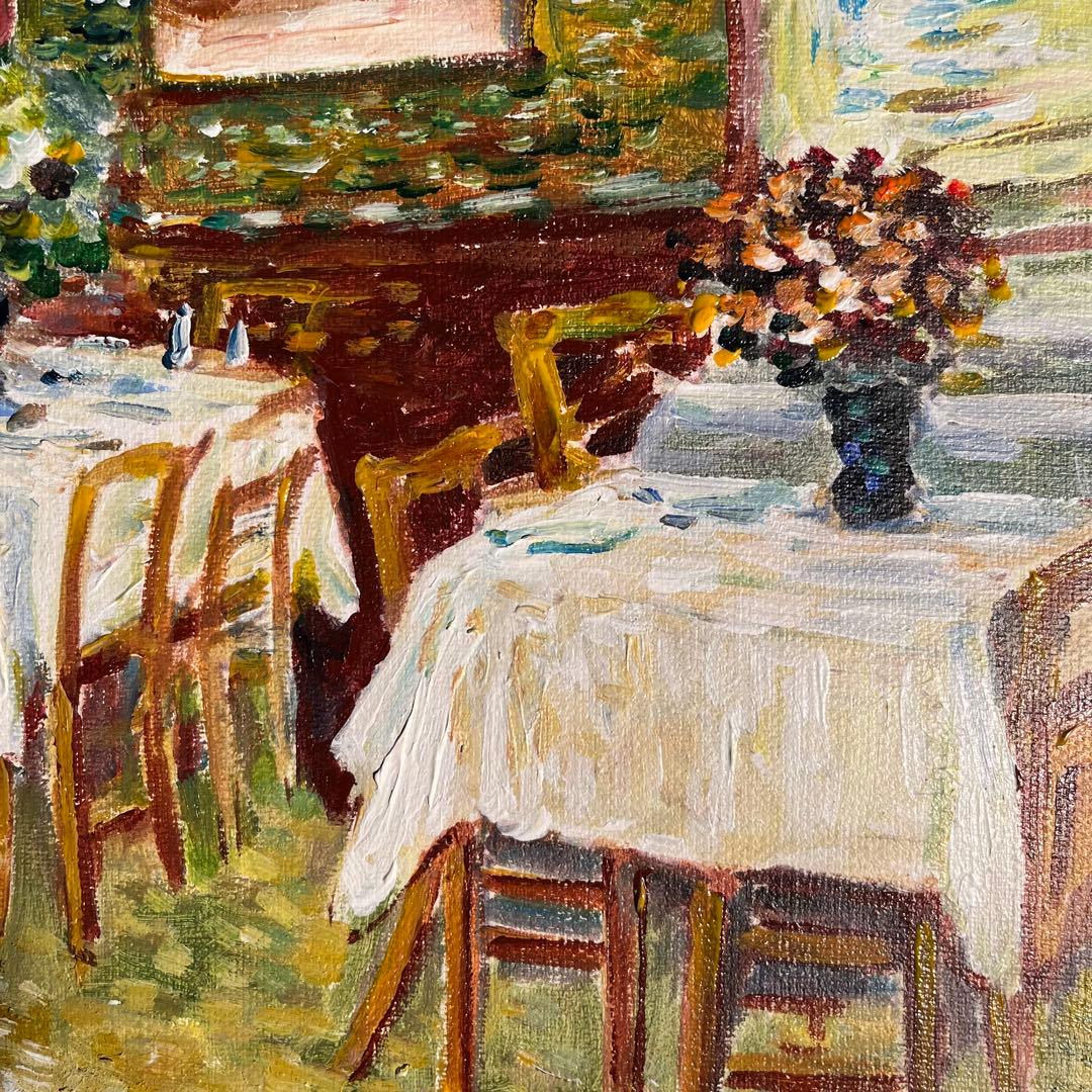 ★秀作★手書き油絵 ゴッホ レストラン内部 額付 絵画 インテリア 油彩画