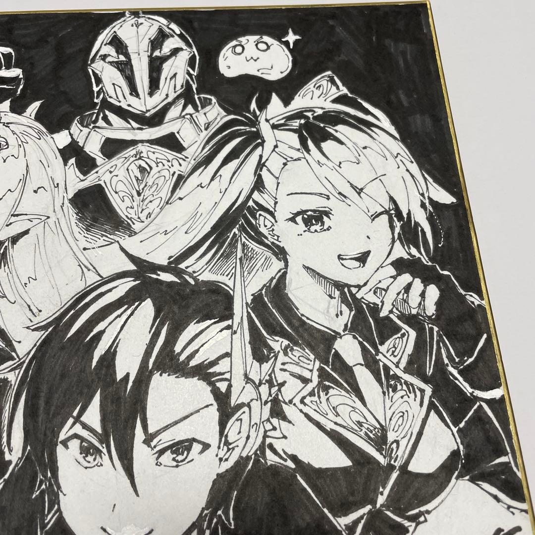 黒の召喚士　原作イラスト：ダイエクスト先生　　直筆イラスト色紙　当選品