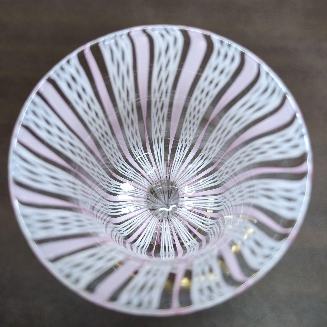 ムラーノガラス 金彩 レースガラス 花形ステム ミニグラス 酒器