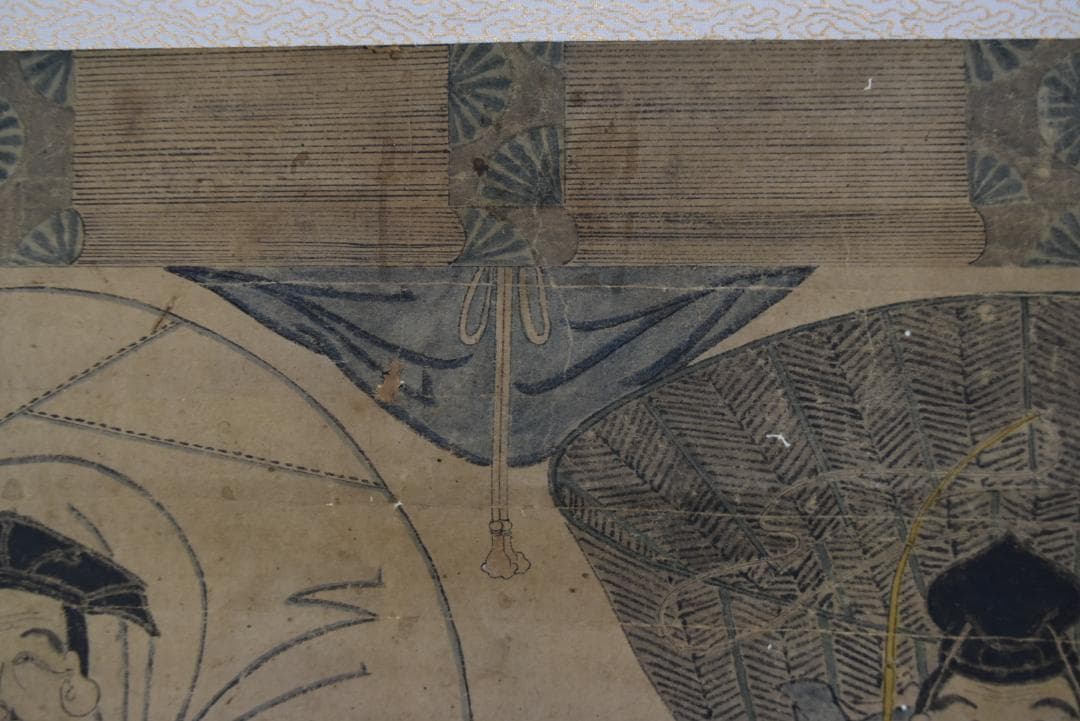 【真作】観昌軒宗鳳茂好/恵比須大黒図/版画/古画人物図/掛軸☆宝船☆Z-673