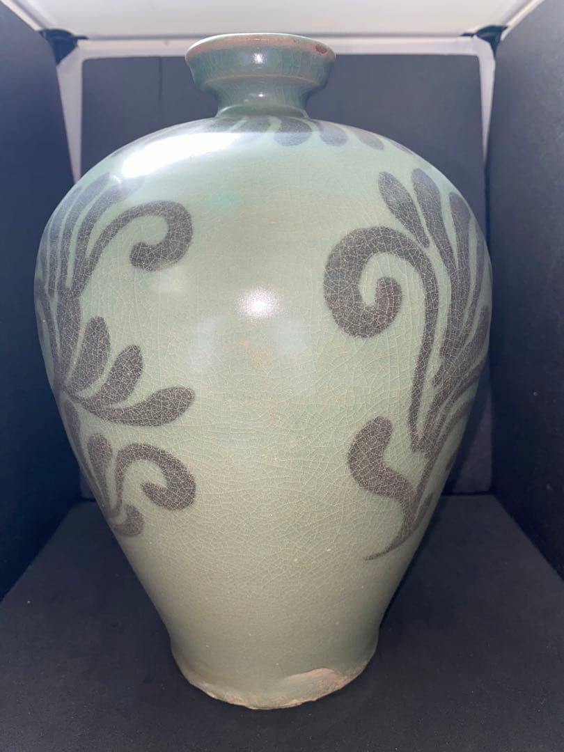 鉄絵 絵高麗　高麗青磁 花草紋 梅瓶　朝鮮 高麗 李朝 花瓶 骨董品 時代品