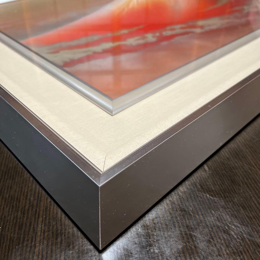 美芸彫金パネル 北晴山作 黎明赤富士 80cm 絵画 額縁 金属工芸 吉祥図