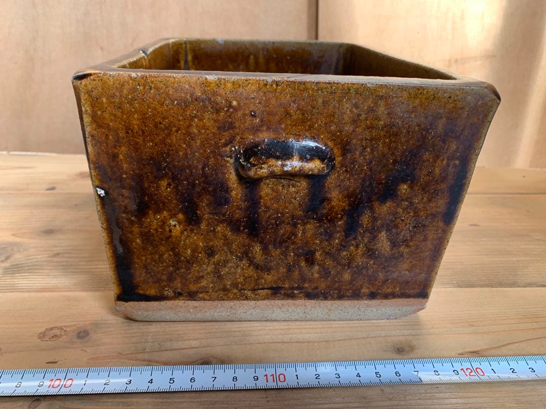 会津本郷焼　時代物ニシン鉢鰊　耳付大型　民芸民藝陶器アンティーク保存食容器骨董品