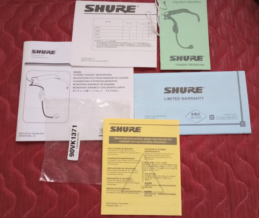 【SHUREマイク】ヘッドセットWH20XLR☆ダイナミックマイク購入時の箱発送