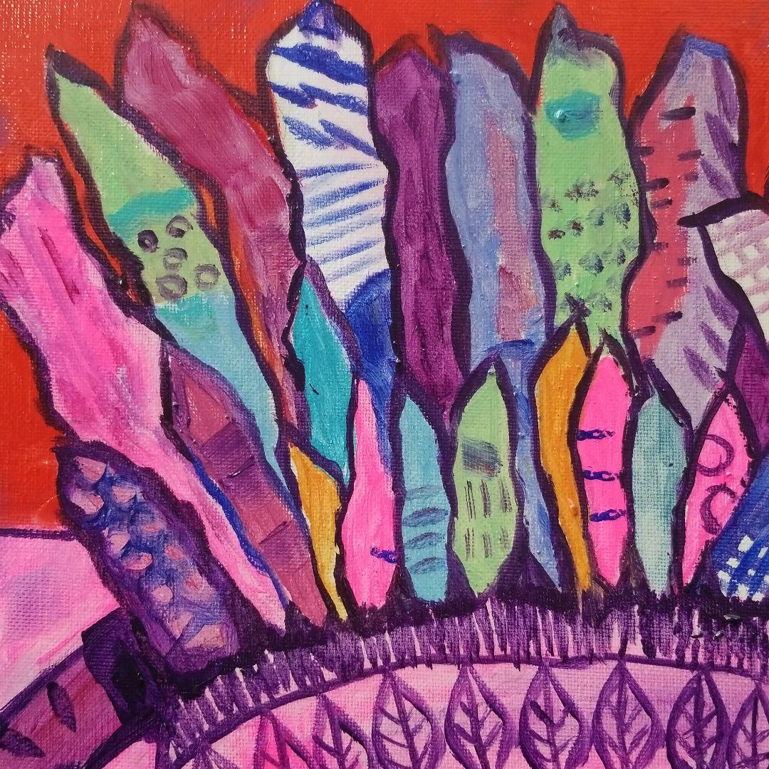 油絵　専用　卵のふ化を見る鳥のつがい